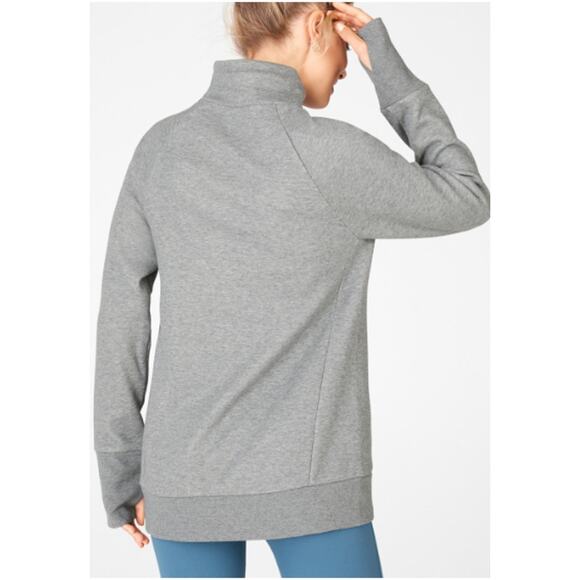 Fabletics Zaylee Funnel Neck Tunic Sweatshirt Womens L Heather Gray Athletic - Picture 3 of 7